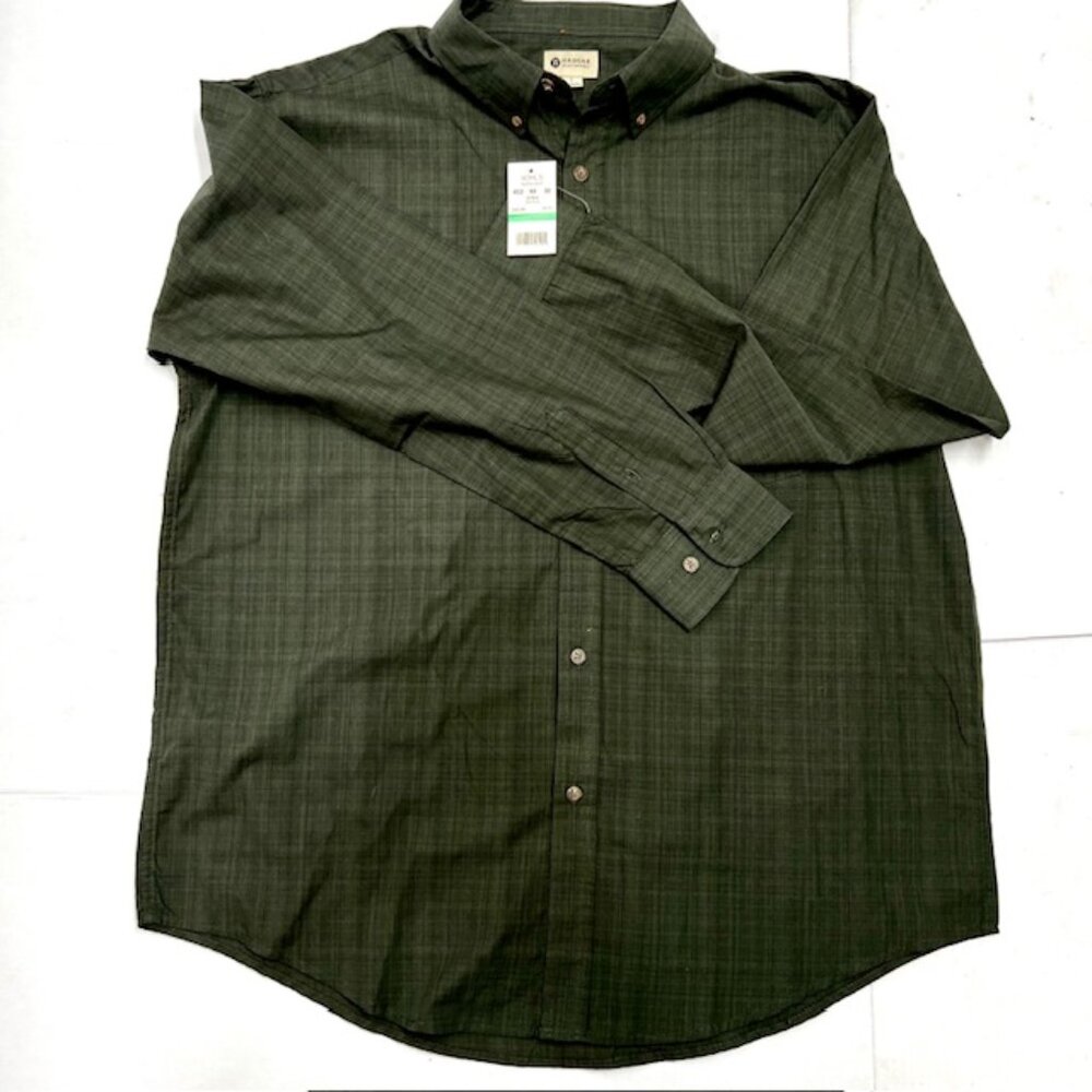 Men Hagger Men’s Button Down Dress Shirt  Long Sleeve Olive Green  Size L (89)
